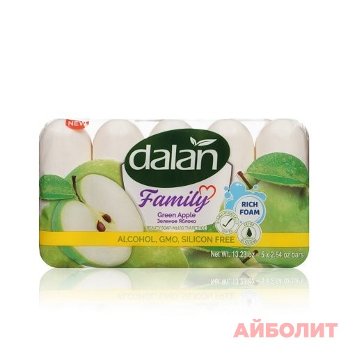 МЫЛО ТУАЛЕТНОЕ DALAN 5х75гр Family Green Apple
