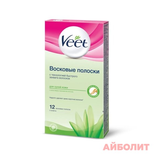 ВОСКОВЫЕ ПОЛОСКИ VEET Д/СУХОЙ КОЖИ С АЛОЕ ВЕРА 12