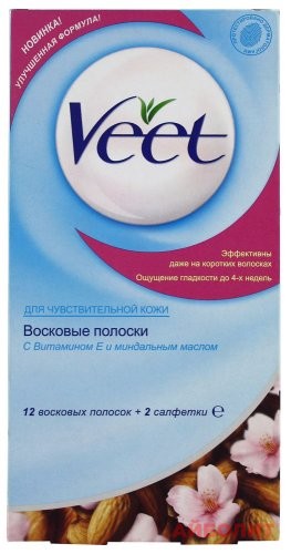 ВОСКОВЫЕ ПОЛОСКИ VEET Д/ЧУВСТВ. КОЖИ С ВИТ Е 12