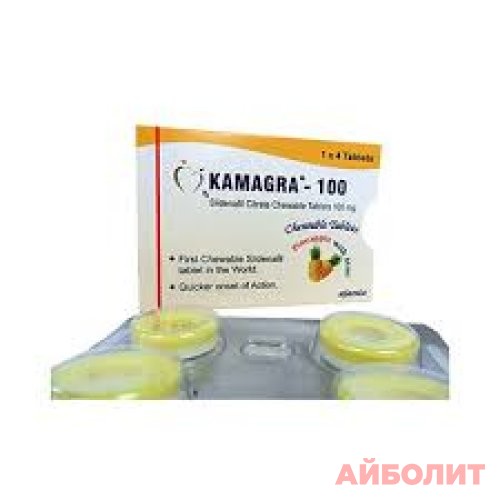 КАМАГРА 100мг (Ананас, ментол) 4 жев.табл.