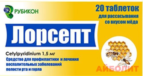 ЛОРСЕПТ СО ВКУСОМ МЕДА 20 табл. для рассасывания