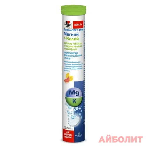 ДОППЕЛЬГЕРЦ АКТИВ МАГНИЙ+ КАЛИЙ 15 шип.табл.