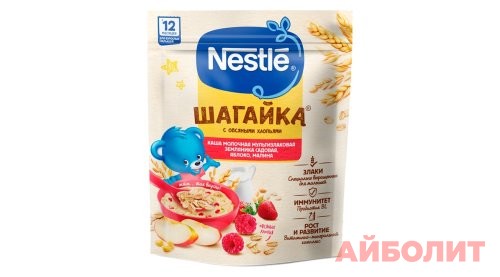 КАША NESTLE ШАГАЙКА МУЛЬТИЗЛАКОВАЯ ЗЕМЛЯНИКА/ЯБЛОКО/МАЛИНА 190гр