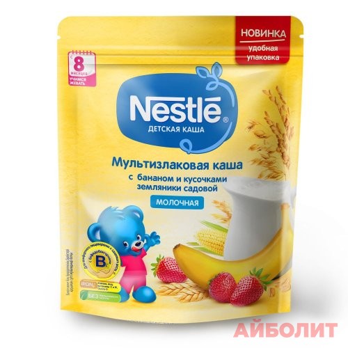 КАША NESTLE МУЛЬТИЗЛАКОВАЯ БАНАН/ЗЕМЛЯНИКА 220г