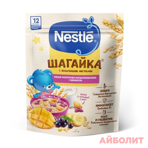 КАША NESTLE ШАГАЙКА МУЛЬТИЗЛАК СМОРОДИНА/БАНАН 190гр