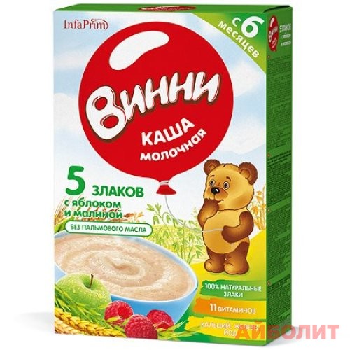 КАША МОЛ ""ВИННИ"" 5-ЗЛАК ЯБЛ И МАЛ (6мес+) 200г