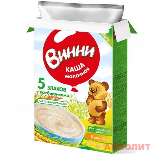 КАША МОЛ ""ВИННИ"" 5-ЗЛАКОВ (6мес+) С ПРЕБИОТИКАМИ 200г