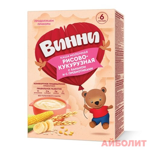 КАША МОЛ ""ВИННИ"" РИСОВО-КУКУРУЗНАЯ С БАНАНОМ (6мес+) 200г
