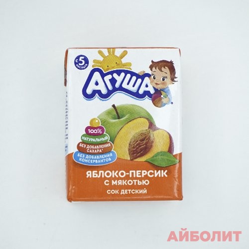 СОК ""АГУША"" 200МЛ (ЯБЛОКО-ПЕРСИК С МЯКОТЬЮ)