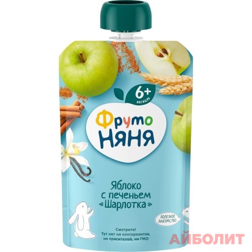 ПЮРЕ ""ФРУТО НЯНЯ"" 90г ЯБЛОКО С ПЕЧЕНЬЕМ ""ШАРЛОТКА""