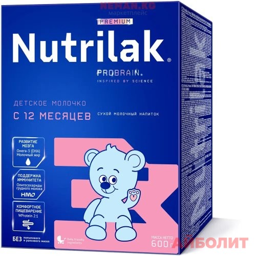 МОЛОЧНАЯ СМЕСЬ ""НУТРИЛАК"" PREMIUM 3 12мес 600гр