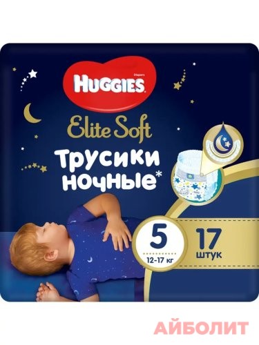 ПОДГУЗНИКИ HUGGIES ELITE SOFT LW (5) 12-17 кг №17 (трусики)