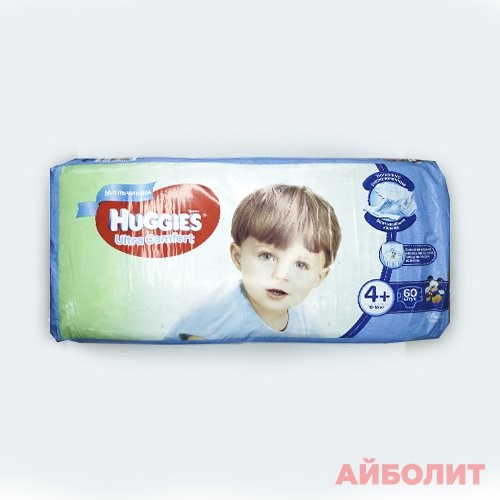 ПОДГУЗНИКИ HUGGIES ULTRA COMFORT(4+) 10кг-16кг №60 МАЛЬ