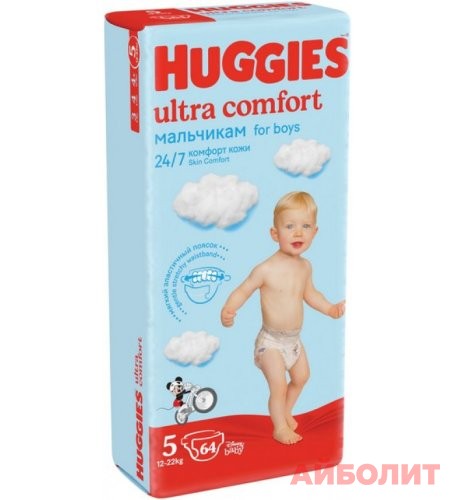 ПОДГУЗНИКИ HUGGIES ULTRA COMFORT(5) 12кг-22кг №56 Д/МАЛЬ