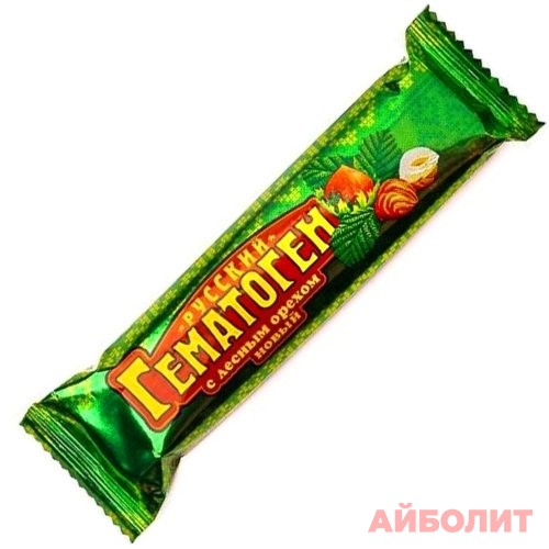ГЕМАТОГЕН РУССКИЙ (С ЛЕСНЫМ ОРЕХОМ) 40гр