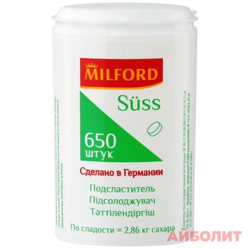 ПОДСЛАСТИТЕЛЬ ""MILFORD SUSS"" НА ОСНОВЕ ЦИКЛАМАТА И САХАРИНА 650шт.