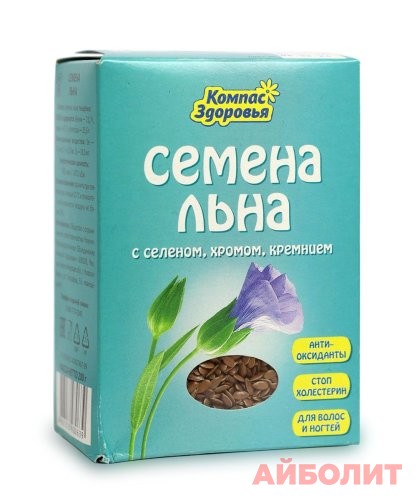 СЕМЕНА КОРИЧНЕВОГО ЛЬНА ""Компас Здоровья"" 200гр С СЕЛЕНОМ,ХРОМОМ,КРЕМН