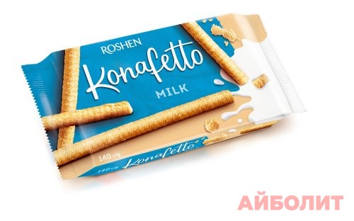 ВАФЕЛЬНЫЕ ТРУБОЧКИ ROCHEN KОNAFETTO МОЛОЧНЫЙ 140гр