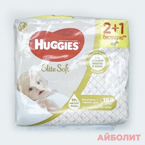САЛФЕТКИ ВЛАЖ. HUGGIES ELITE SOFT 56х3шт.