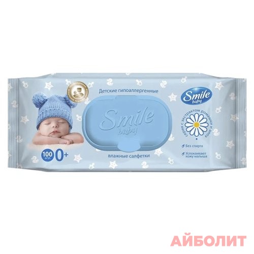 САЛФЕТКИ ВЛАЖ. SMILE BABY РОМ.АЛОЭ 100шт.