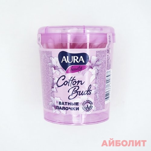 ВАТНЫЕ ПАЛОЧКИ АУРА 100шт. (в коробке)