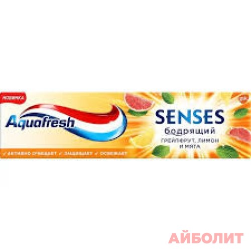 ЗУБНАЯ ПАСТА AQUAFRESН SENSES БОДРЯЩИЙ ГРЕЙПФРУТ ЛИМОН И МЯТА 75гр