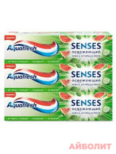 ЗУБНАЯ ПАСТА AQUAFRESН SENSES ОСВЕЖАЮЩИЙ АРБУЗ ОГУРЕЦ МЯТА 75гр