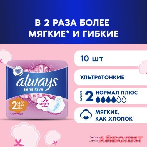 ПРОКЛАДКИ ALWAYS ULTRA NORMAL PLUS 10шт.