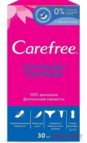 ПРОКЛАДКИ CAREFREE ЕЖ 30шт. FLEXIFORM