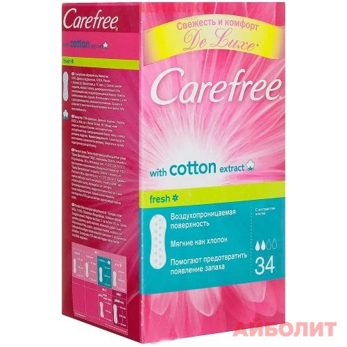 ПРОКЛАДКИ CAREFREE ЕЖ 34шт. COTTON FRESH