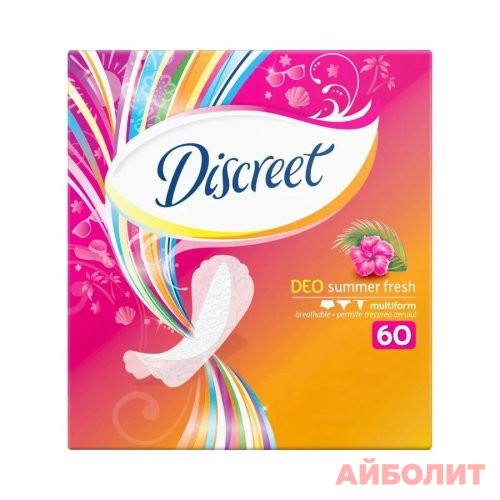 ПРОКЛАДКИ DISCREET ЕЖЕД.DEO SUMMER FRESH (ЭКОНОМ) 60шт.