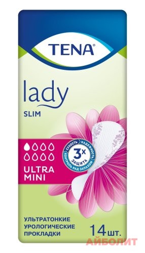 ПРОКЛАДКИ УРОЛОГ TENA Lady Slim Ultra Mini 14шт.