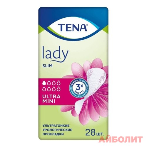ПРОКЛАДКИ УРОЛОГ TENA Lady Slim ultra Mini 28шт.